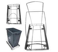 Deslizador de bote de basura para gabinete de cocina, bote de basura extraíble ajustable debajo del gabinete, estante extraíble de metal de 16.5 x 15.8 x 11 pulgadas con asa (bote de basura no incluid