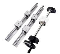 Deslizador de guía de movimiento lineal de metal Kit de husillo de bolas 2 piezas de guía lineal SBR16 + 4 piezas de bloque deslizante SBR16LUU + 1 juego de husillo de bolas DFU1605 con volante(450mm)