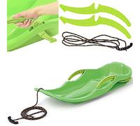 Tobogán de nieve para niños, plástico, con cuerda de tracción y freno (verde)