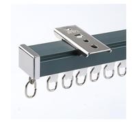 Deslizadores de cortina de aluminio resistentes para divisor de habitación, barra de cortina silenciosa montada en el techo, 150 cm, color azul, ideal para sala de estar y decoración del hogar
