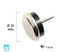 Deslizante - deslizante de metal con goma clara de diámetro 25 mm, incluye 8 unidades en blister, ideal para usos en ferretería.