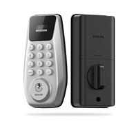 DESLOC C100 - Cerradura de puerta de entrada sin llave con teclado, cerradura inteligente para puerta delantera con 2 llaves, bloqueo automático, fácil instalación, 100 códigos PIN, IP54 impermeable