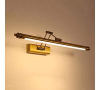 DESLP Aplique Espejo Baño Vintage, Lampara de Espejo Baño Latón con Brazo Ajustable e Base de Acero Inoxidable, LED Luz Espejo Maquillaje Lámpara Armario Impermeable para Inodoro,50cm/8w
