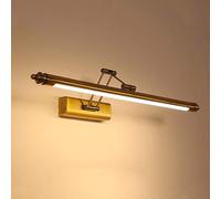 DESLP Aplique Espejo Baño Vintage, Lampara de Espejo Baño Latón con Brazo Ajustable e Base de Acero Inoxidable, LED Luz Espejo Maquillaje Lámpara Armario Impermeable para Inodoro,60cm/12w