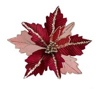 Deslumbra a los invitados con un radiante adorno colgante de flor de Pascua de 25 cm esta temporada de vacaciones (borgoña)