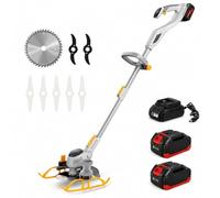 Desmalezador Inalámbrico, 11000 RPM, Cabezal De Corte De 90° | Cortacésped a batería con motor de 2000W. Mango retráctil, baterías duales de 4,0 Ah for césped y jardín(21B)