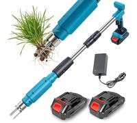Desmalezadora eléctrica inalámbrica, herramienta de extracción de malezas de 3 garras con 2 baterías para césped de jardín