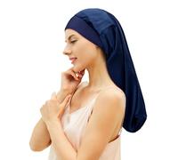 Desmend Gorro Seda Dormir Protege el Cabello, Adecuado para Cabello Largo Que llega hasta la Cintura 32×60cm (1 Pieza Azul Marino)