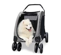 Desmontable mascota Trolley Strollers,Pet Trolley Carro for cochecito de perro con puerta delantera y trasera, carrito plegable con un solo clic for mascotas de hasta 121 libras, transportador for per