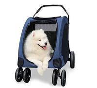 Desmontable mascota Trolley Strollers,Pet Trolley Carro for cochecito de perro con puerta delantera y trasera, carrito plegable con un solo clic for mascotas de hasta 121 libras, transportador for per