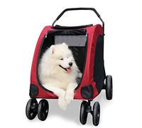 Desmontable mascota Trolley Strollers,Pet Trolley Carro for cochecito de perro con puerta delantera y trasera, carrito plegable con un solo clic for mascotas de hasta 121 libras, transportador for per