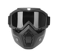 Desmontable Motocicleta Protectoras Gafas Máscara, Gafas Tácticas Al Aire Libre Filtro de Boca Anti-Niebla A Prueba de Viento Máscara para Airsoft CS Snowboard Esquí Equitación Motocross(Plata)