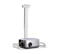 Desnysmf Soporte de techo para proyector, altura regulable 34-56 cm, acero y aleación de aluminio, color blanco, para proyectores de hasta 14 kg, soporte universal para techo con pasacables