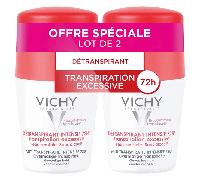 Desodorante antitranspirante intensivo Vichy 72h en roll-on, paquete de 2 x 50 ml.