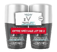 Desodorante antitranspirante Vichy Men Invisible Protect 72H, paquete de 2 x 50 ml.