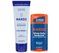 Desodorante corporal completo, fórmula invisible en crema y sólida, 72 horas de control del olor, sin soda de aluminio y hornear, sin piel, crema de 3 oz y paquete sólido de 2,6 oz, Pro Sport