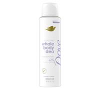 Desodorante en aerosol invisible Dove Whole Body Deo sin aluminio, coco y vainilla, 72 h de control del olor, 113 ml