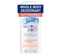 Secret Whole Body Stick - Desodorante sin aluminio para mujer, aroma a melocotón y vainilla, 2.4 onzas