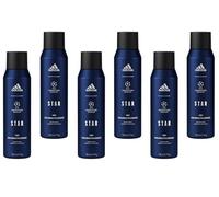 Desodorante en spray adidas Star UEFA Champions League, aromático y cítrico, 48 H, máxima protección contra la transpiración fuerte y el olor corporal, 6 unidades