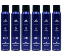 Desodorante en spray adidas Star UEFA Champions League, aromático y cítrico, 48 H, máxima protección contra la transpiración y el olor corporal, 200 ml (paquete de 6 unidades)