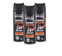 Desodorante en spray corporal Attraction, paquete de 3 desodorantes en spray para hombres, protección 24 horas, fragancia sensual y fórmula antimanchas blancas, desodorante vegano sin microplástico