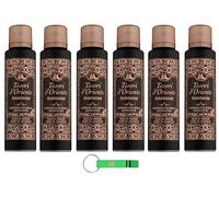 Desodorante en spray Tesori d'Oriente Hammam, 6 x 150 ml, desodorante en espray con aceite de argán y azahar, incluye llavero Beni Culinari