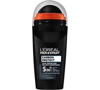 Desodorante L'Oréal Men Expert para hombres, 5 en 1, contra olores, humedad, bacterias y residuos blancos para hasta 48 horas de frescura, Carbon Protect, 1 x 50 ml