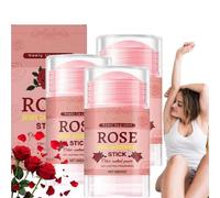 Desodorante natural en barra con rosa, 72H Control de olores para la piel, para axilas/pies, Roll-On compacto para bolsa de gimnasio y viaje (3PCS)