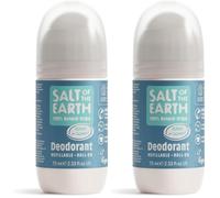 Desodorante natural en roll-on Salt Of the Earth - Océano y coco - Recargable, vegano, aprobado por Leaping Bunny, fabricado en el Reino Unido - 75ml (Paquete de 2)