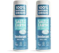Desodorante natural en roll-on Salt of the Earth - Océano y coco - Vegano, certificado por Leaping Bunny, fabricado en el Reino Unido - 75ml (Paquete de 2)