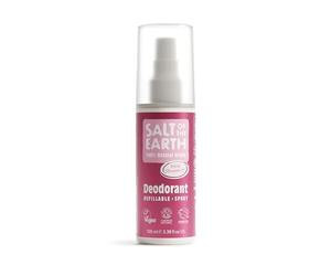 Desodorante natural en spray Salt of the Earth, vegano, certificado por Leaping Bunny, fabricado en el Reino Unido, aroma dulce a fresa, ingredientes 100% de origen natural, 100ml