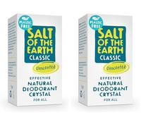 Desodorante natural sin plástico Salt of the Earth en barra cristalina, sin perfume, sin fragancia, vegano, aprobado por Leaping Bunny, 75g (Paquete de 2)