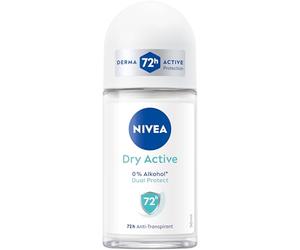 Desodorante Nivea Dry Active Roll-On, rodillo antitranspirante con protección 72 h y fórmula antibacteriana Dual Protect, desodorante nutritivo con aroma fresco (50 ml)