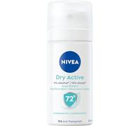 Desodorante Nivea Dry Active tamaño de viaje, sin alcohol etílico para 72 horas, protección antitranspirante, desodorante antibacteriano con fórmula dual activa y aroma fresco (35 ml)