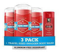 Desodorante para hombre Old Spice Aqua Reef sin aluminio, 3 oz, paquete de 3, con gel de ba o Swagger de viaje
