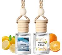 Désodorisant de voiture suspendu, diffuseur d’huiles essentielles pour voiture, désodorisant de voiture durable, désodorisant de voiture pour femmes (Glace noire + Cercle de fruits)
