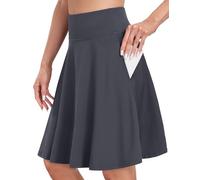 Desol Falda de tenis para mujer de 50 cm con pantalón largo hasta la rodilla, cintura alta, falda de pantalón para mujer con 4 bolsillos, falda de golf con pantalones cortos, falda con cordón