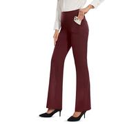 Desol Pantalones acampanados de cintura alta para mujer, para el trabajo, control de abdomen, pantalones de corte de bota con 4 bolsillos, pantalones casuales de negocios para oficina, Borgoña, XXL