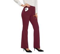 Desol Pantalones de trabajo con forro polar para mujer, para invierno, impermeables, térmicos, acampanados, con 4 bolsillos, pantalones de trabajo para clima frío, Borgoña, X-Large