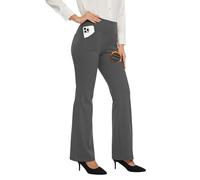 Desol Pantalones de trabajo con forro polar para mujer, para invierno, impermeables, térmicos, acampanados, con 4 bolsillos, pantalones de trabajo para clima frío, Gris, Medium