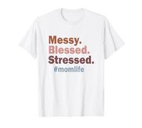 Desordenado bendecido estresado hashtag mamá vida divertido maternidad Camiseta