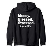 Desordenado bendecido estresado hashtag mamá vida divertido maternidad Sudadera con Capucha