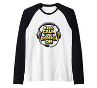 Despachador de Emergencia 911 Keep Calm and Dispatch On Funny Fun Camiseta Manga Raglan