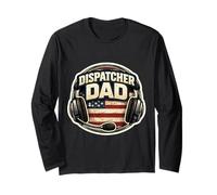 Despachador de la Bandera Estadounidense Dad 911 First Responder Father USA Manga Larga