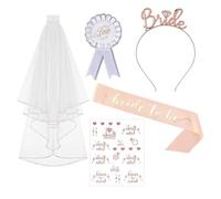 Despedida de Soltera Accesorios Novia Bride to be Sash con Velo Novia Tatuajes Insignia Diadema Tiara,Kit Despedidas de Soltero Para Boda Fiesta