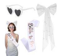 Despedida de Soltera Accesorios,Velo de novia con accesorios completos, lazo de perlas, cinturón y gafas de sol para bodas, regalo perfecto para novias y celebraciones
