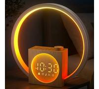 Despertador Amanecercon, Wake Up Light LED Simulación de Amanecer y Atardece, Luz Nocturnacon Control Táctil Regulable, 12 Modos de Luz, 30 Sonidos Relajantes, para Dormir, Función Alarma y Snooze