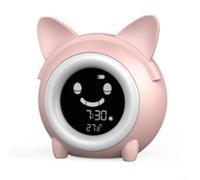 Despertador Analógico Gato Niños Silencioso Nocturna Despertador(Blue)