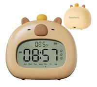 Despertador Capibara - Cuerpo de silicona suave, función de atenuación de brillo, alarmas de fin de semana entre semanas, función de temporizador de cuenta regresiva | Reloj personalizado