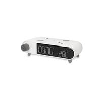 Despertador cargador inalámbrico 24 horas Alarm Clock Retro 10W wireless, Indicador temperatura, Qi Charger, Color Blanco Brillo